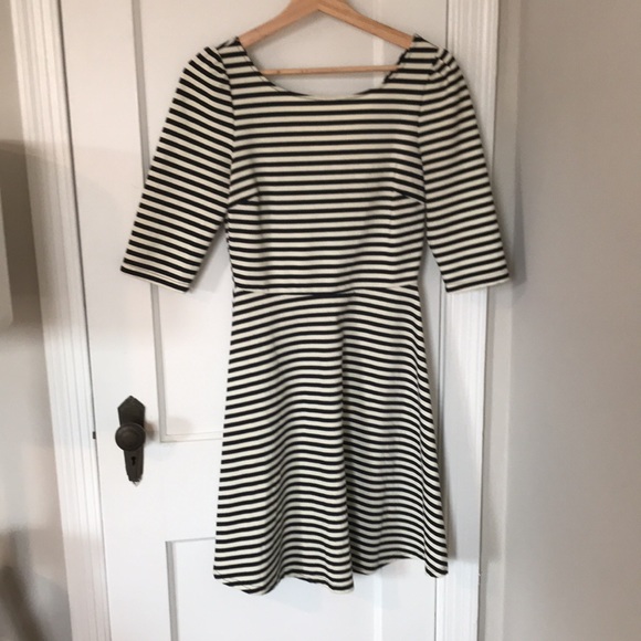 PIXLEY Stitch Fix Kathy Fit & Flare Striped Dress Black M - Picture 2 of 4
